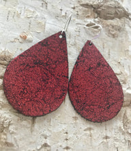 Red Vintage Crackle Leather Earring