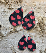 Red Heart Leather Earring