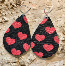 Red Heart Leather Earring