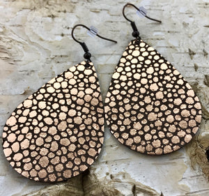 Rose Gold & Brown Speckle Leather Earring