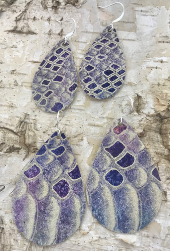 Purple & Blue Neutral Snakeskin Leather Earring