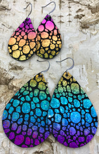 Gradient Rainbow Bubble Leather Earring