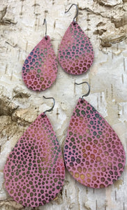 Pink & Rainbow Speckle Leather Earring