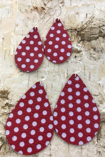 Red & White Polka Dot Leather Earring