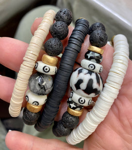 8mm African Clay Heishi Bead Stretch Stacker Bracelet